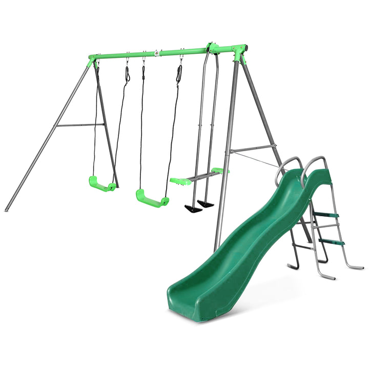 Hurley 2 Metal Swing Set with Slippery Slide - Lifespan Kids