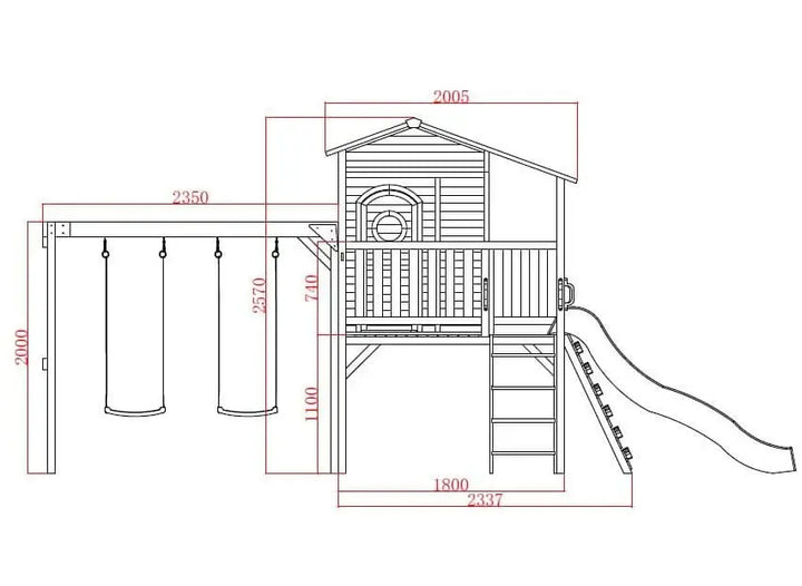 Kidzshack Sweet Shack Cubby House with Swing Set