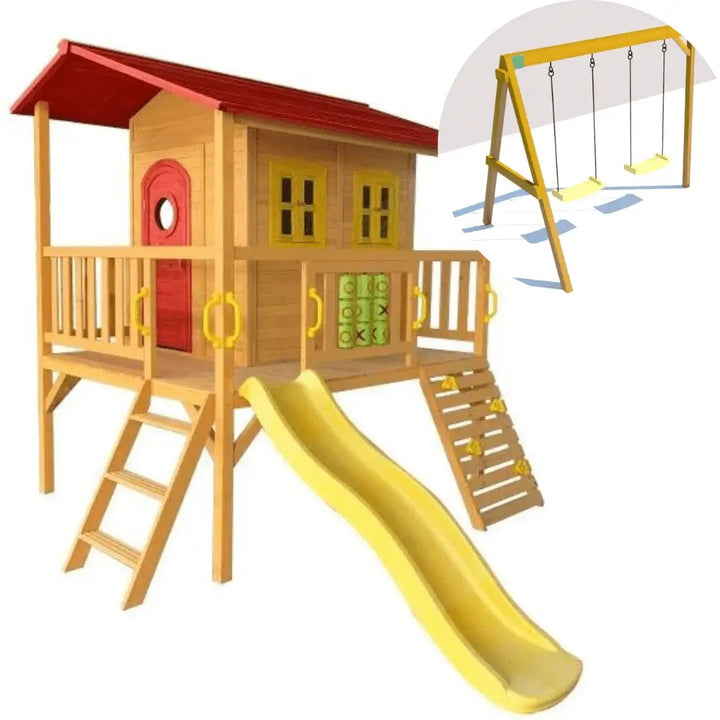 Kidzshack Sweet Shack Cubby House with Swing Set