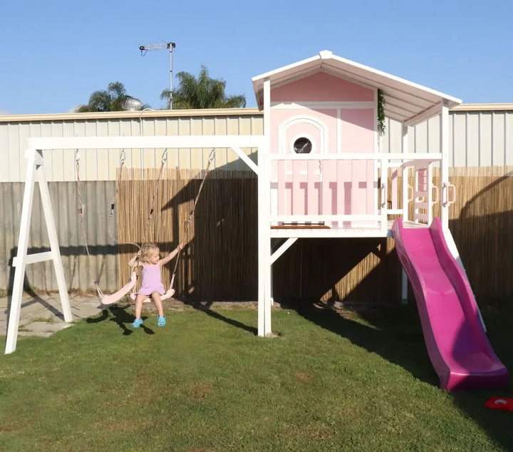 Kidzshack Sweet Shack Cubby House with Swing Set