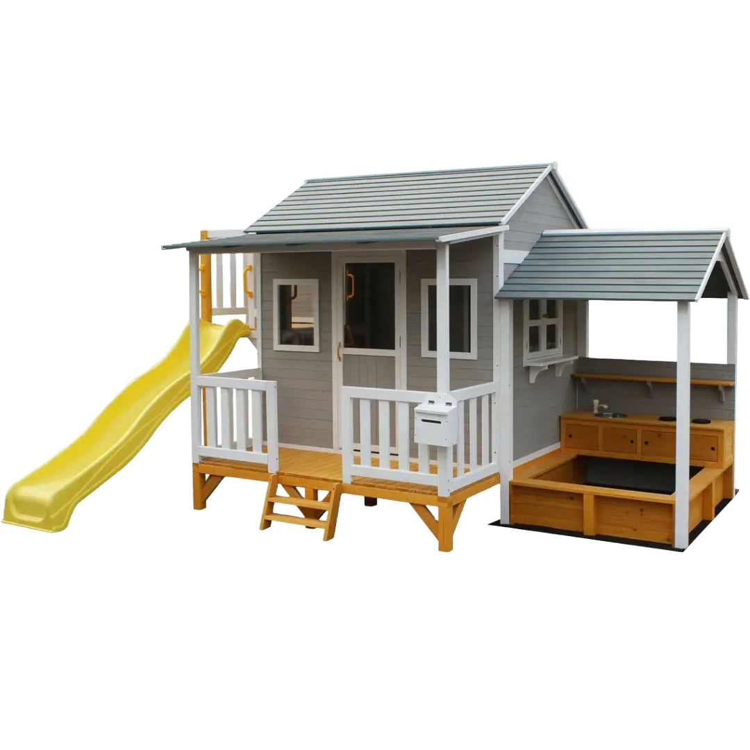 Kidzshack Delightful Shack Cubby House with Slide (with Mud