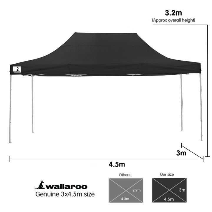 Wallaroo 3x4.5m Pop Up Gazebo (Available in 4 Different Colour Options)