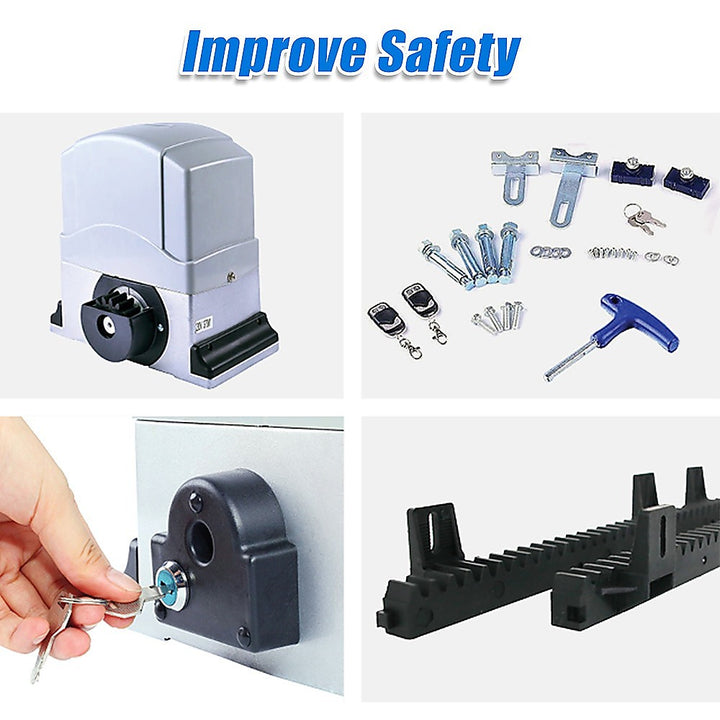 1200KG Automatic Sliding Gate Opener Kit with 4m Rail & Remotes
