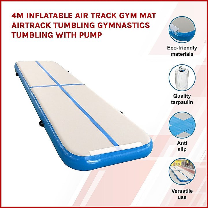 4m Inflatable Air Track Gym Mat - with Pump