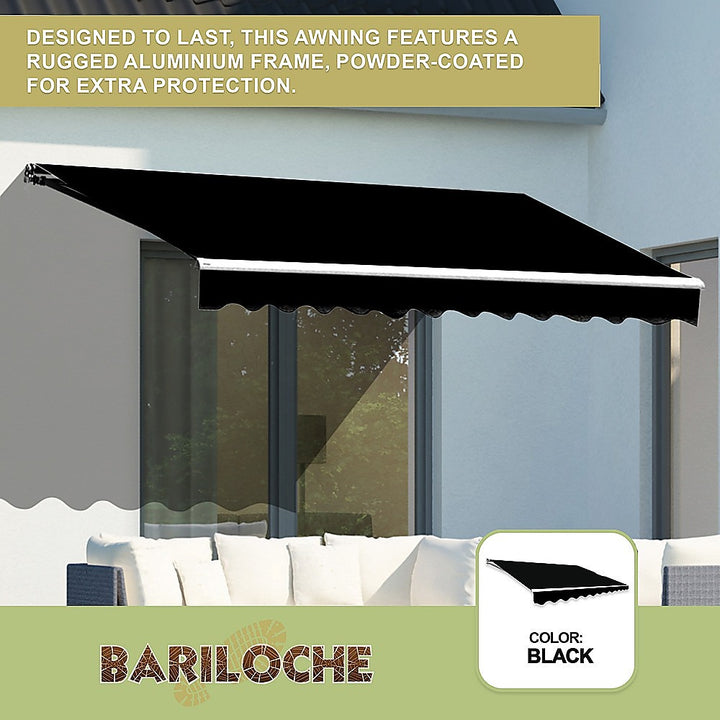 4.0m x 3.0m Outdoor Retractable Folding Arm Awning - Black