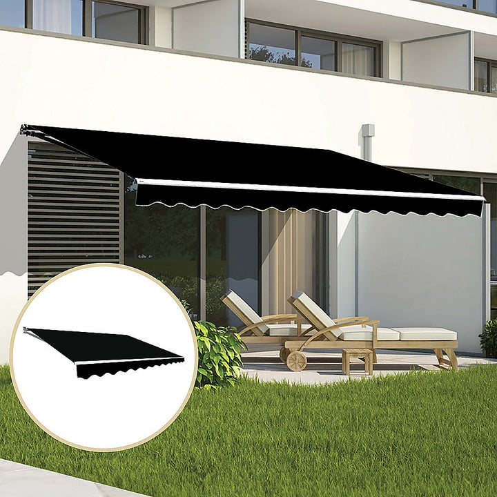4.0m x 3.0m Outdoor Retractable Folding Arm Awning - Black