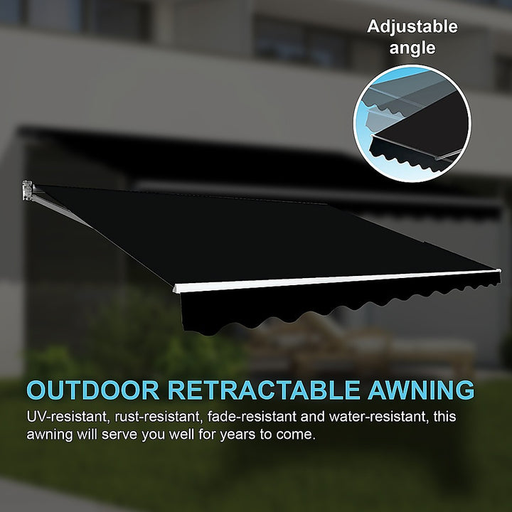 4.0m x 3.0m Outdoor Retractable Folding Arm Awning - Black