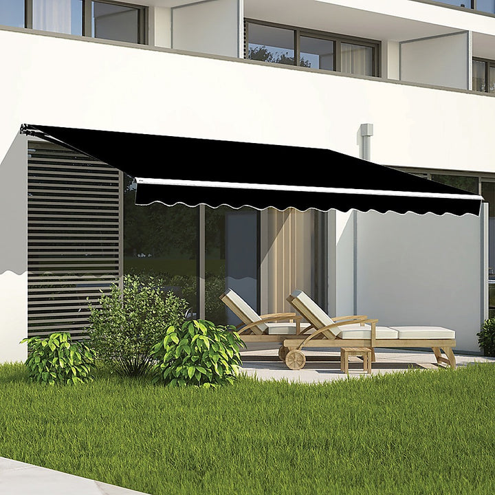 4.0m x 3.0m Outdoor Retractable Folding Arm Awning - Black