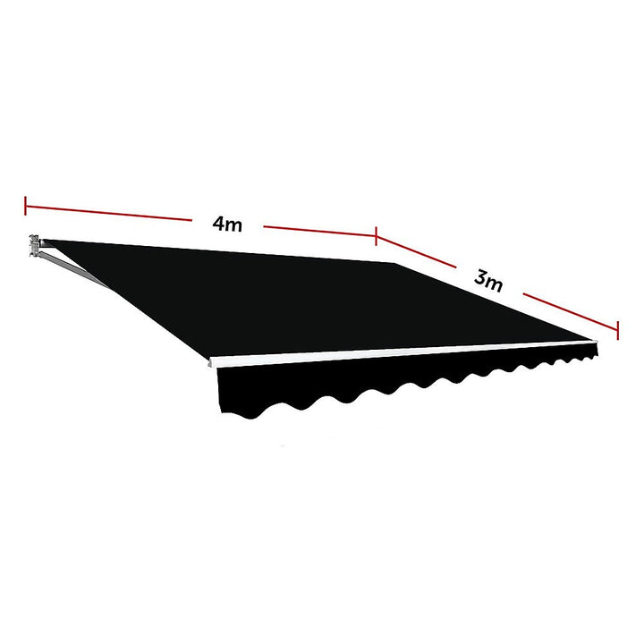 4.0m x 3.0m Outdoor Retractable Folding Arm Awning - Black