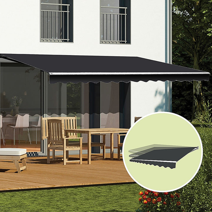 5.0m x 2.5m Outdoor Folding Arm Awning / Retractable Sunshade - Grey (Motorised)
