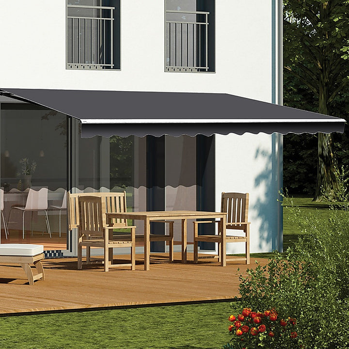 5.0m x 2.5m Outdoor Folding Arm Awning / Retractable Sunshade - Grey (Motorised)