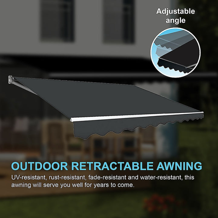5.0m x 2.5m Outdoor Folding Arm Awning / Retractable Sunshade - Grey (Motorised)