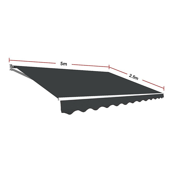 5.0m x 2.5m Outdoor Folding Arm Awning / Retractable Sunshade - Grey (Motorised)