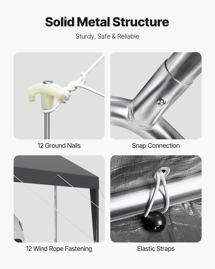 VEVOR Carport Car Canopy 10 x 20 FT Heavy Duty Portable Car Shelter Tent Grey