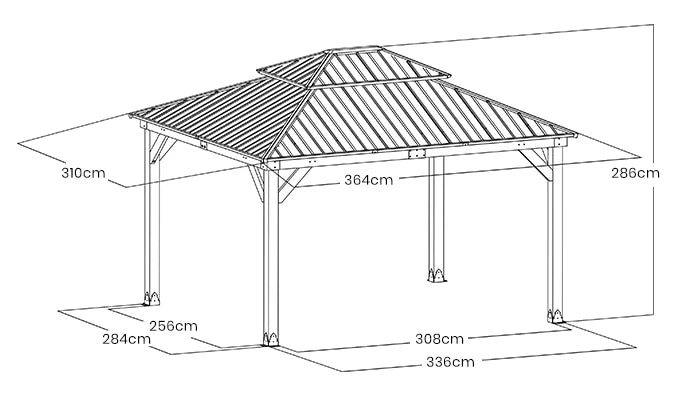 Maryborough 3.6m x 3m Timber & Steel Double Hip Roof Gazebo - Yardtopia