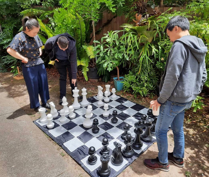 Giant Size Plastic Outdoor Chess Game Set w/Mat 1.5x1.5m