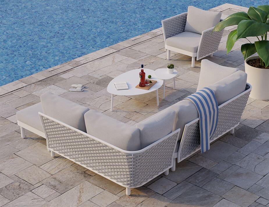 Siano Modular Left Arm 2 Seater - Outdoor - White