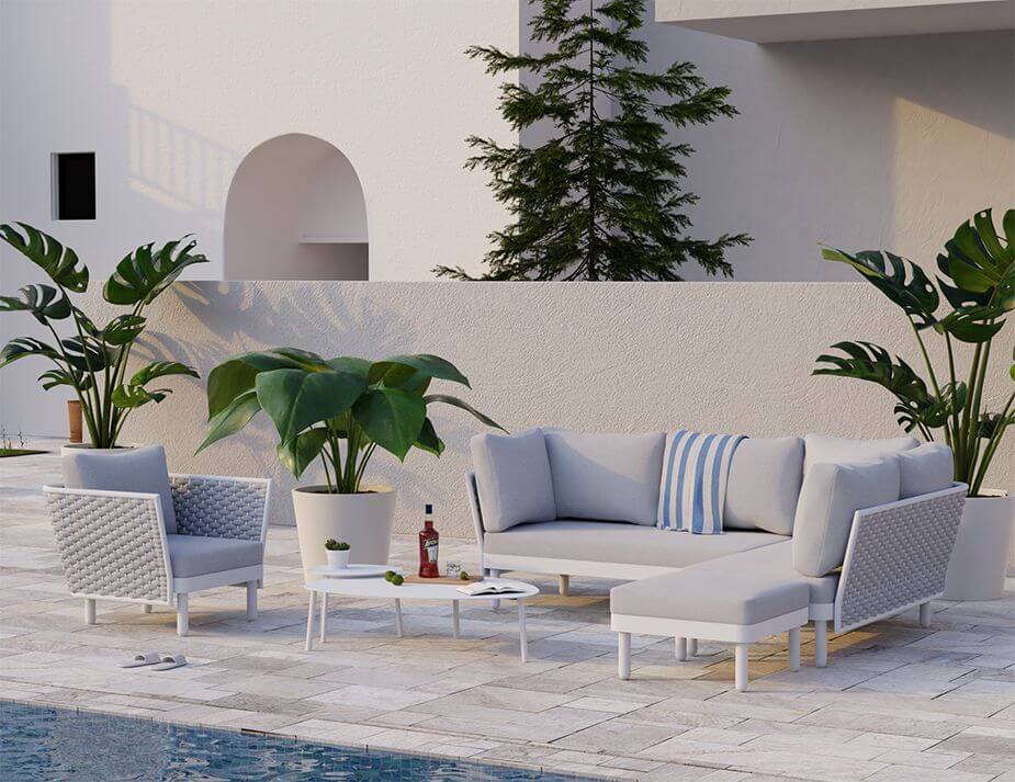 Siano Modular Left Arm 2 Seater - Outdoor - White