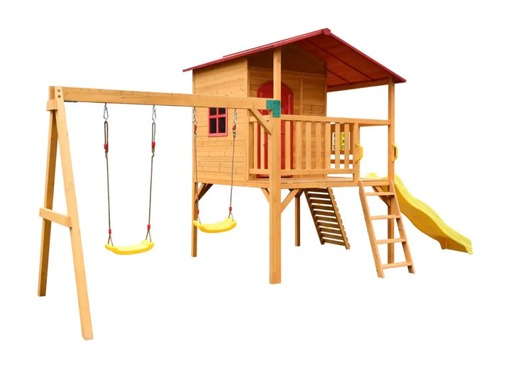Kidzshack Sweet Shack Cubby House with Swing Set
