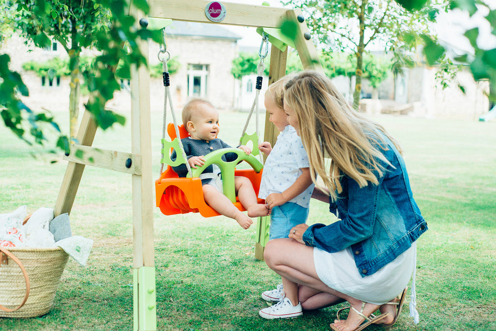 Plum Growing Wooden Swing Set - The  Best Backyard