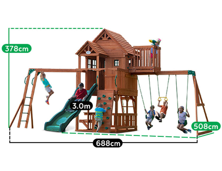 Backyard Discovery Skyfort II Play Centre with Fort, Swings, Monkey Bars