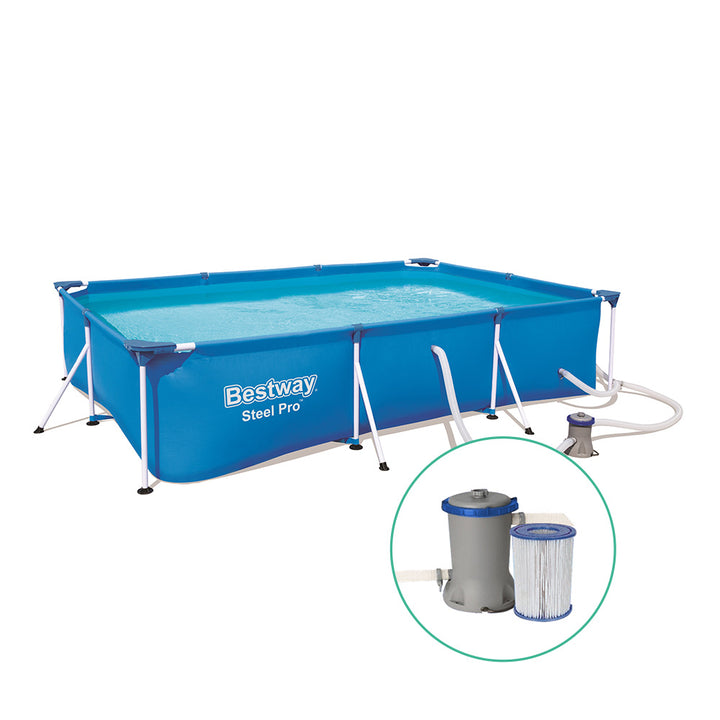 Bestway Above Ground Steel-Frame Swimming Pool - Rectangular (with Filter & Pump)