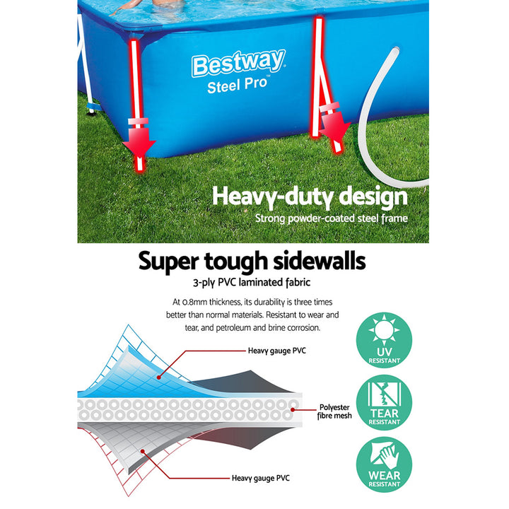 Bestway Above Ground Steel-Frame Swimming Pool - Rectangular (with Filter & Pump)