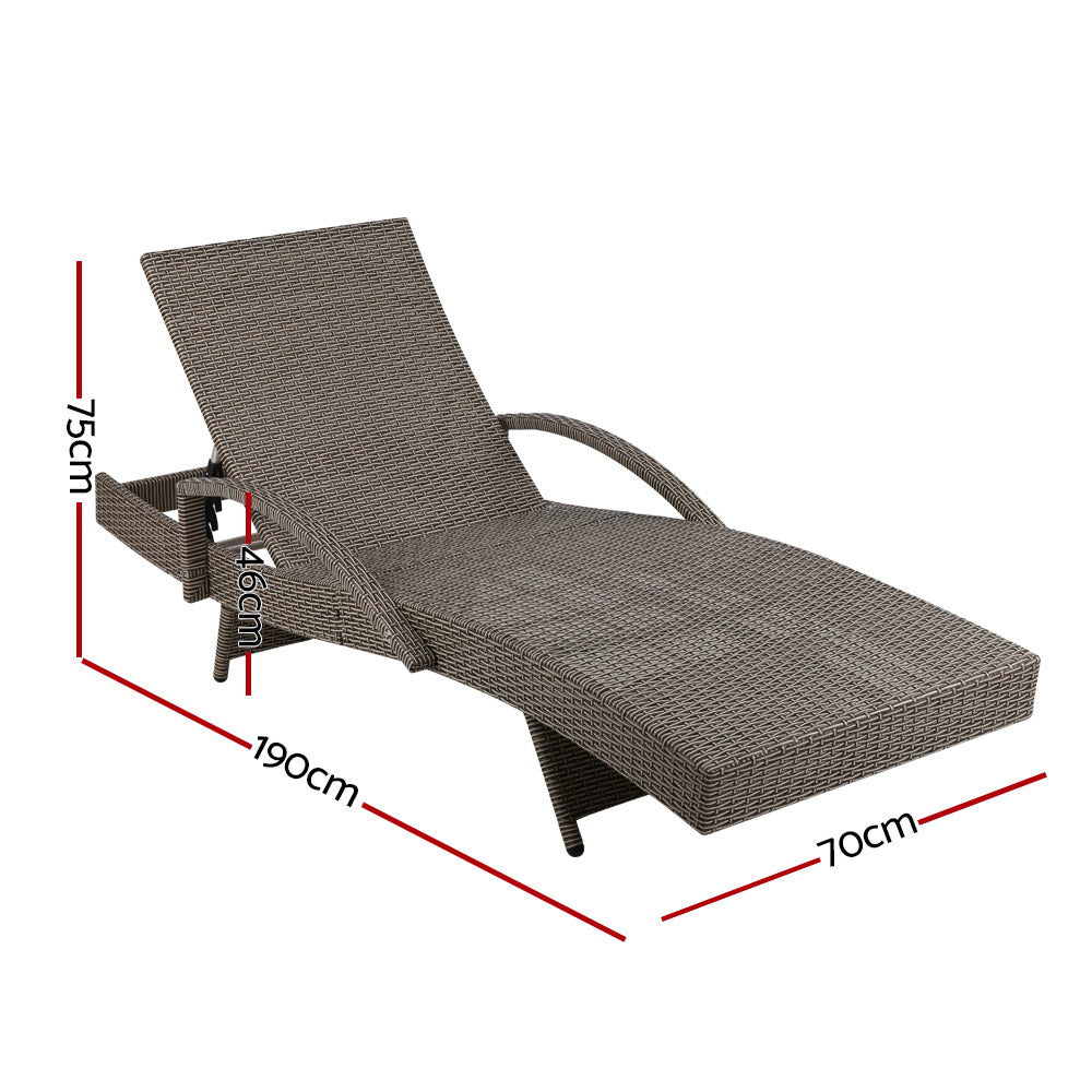 Bederra - Set of 2 Sun Lounges with Beige Cushion