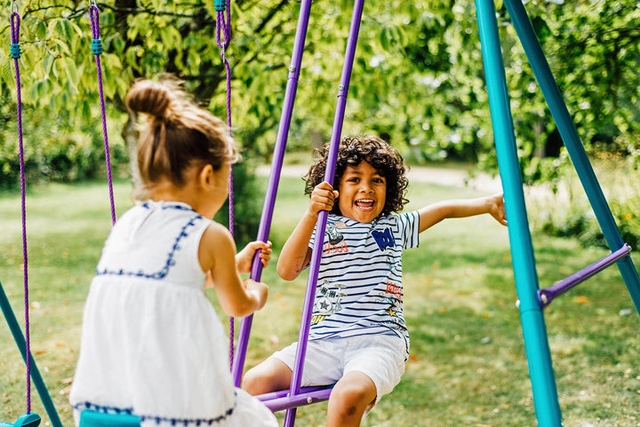 Plum Jupiter Double Metal Swing Set