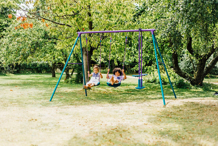 Plum Jupiter Double Metal Swing Set
