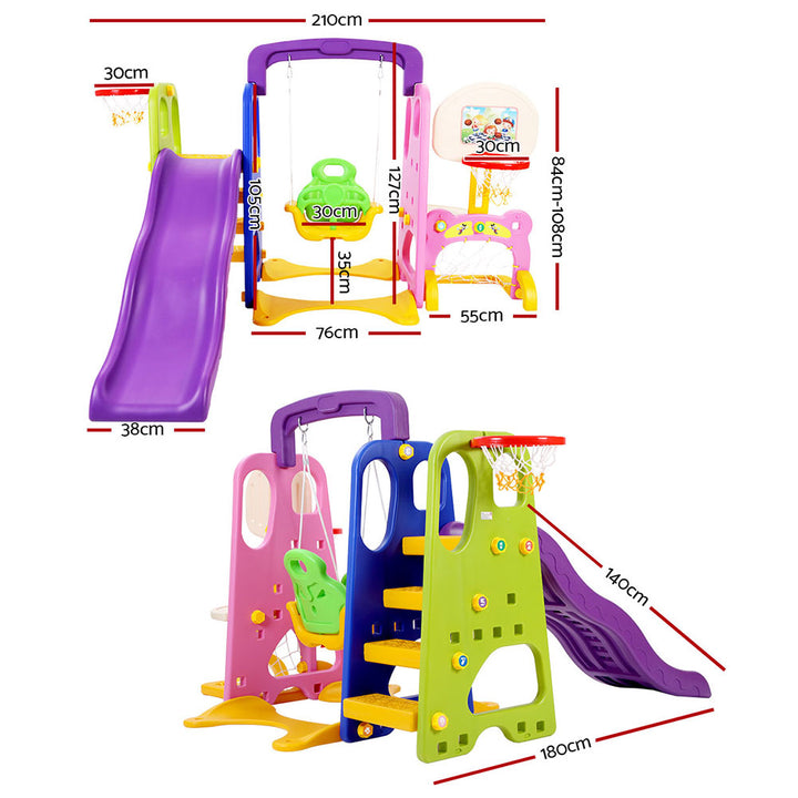Keezi Kids 7-in-1 Slide Swing with Basketball Hoop