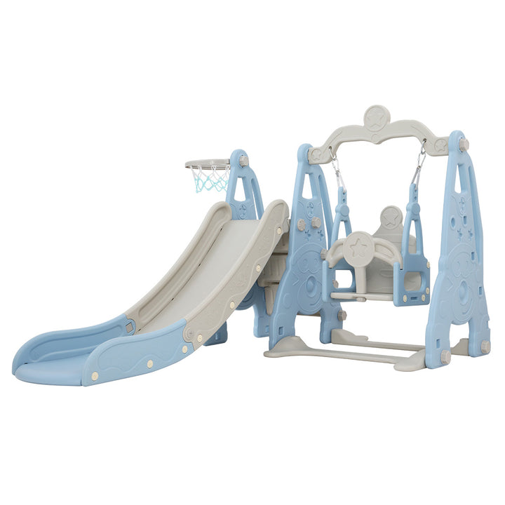 Keezi Kids Slide Set with Basketball Hoop Ring - Outdoor Playground - 170cm - Blue