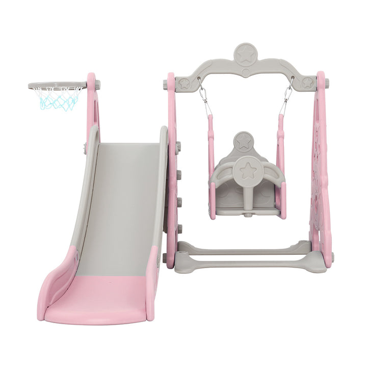Keezi Kids Slide Set with Basketball Hoop Ring - Outdoor Playground - 170cm - Pink