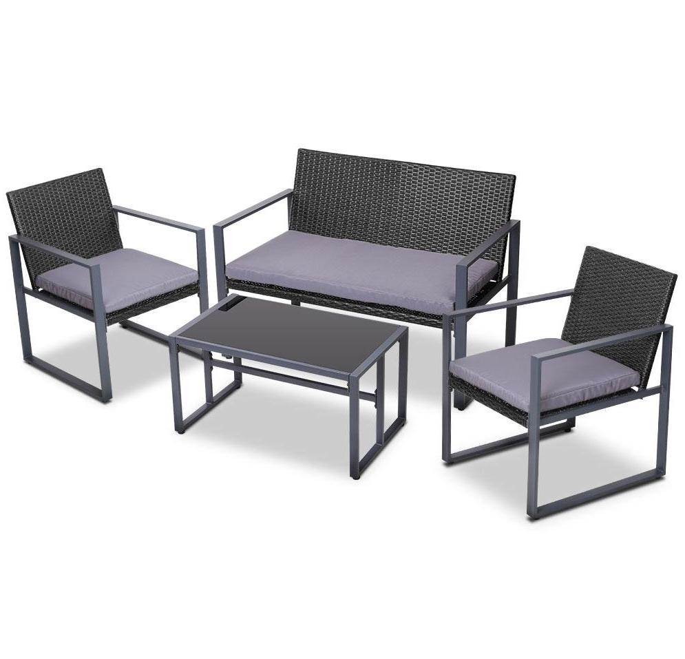 Outdoor Furniture 4pc Patio Set Table & Chairs Black The Best Backyard