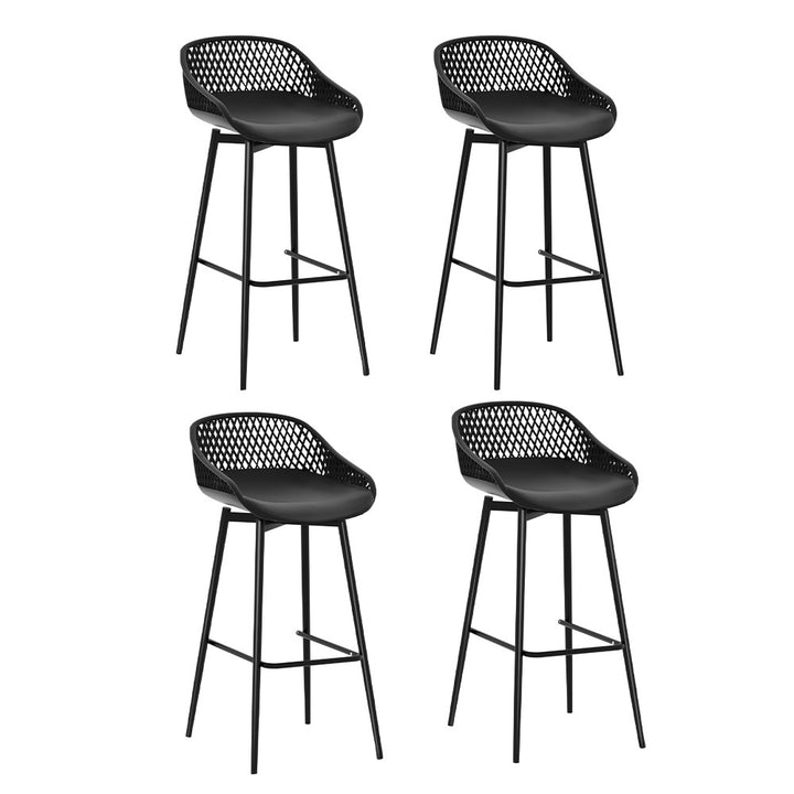 Outdoor Bar Stool - Set of 4 - Black Metal