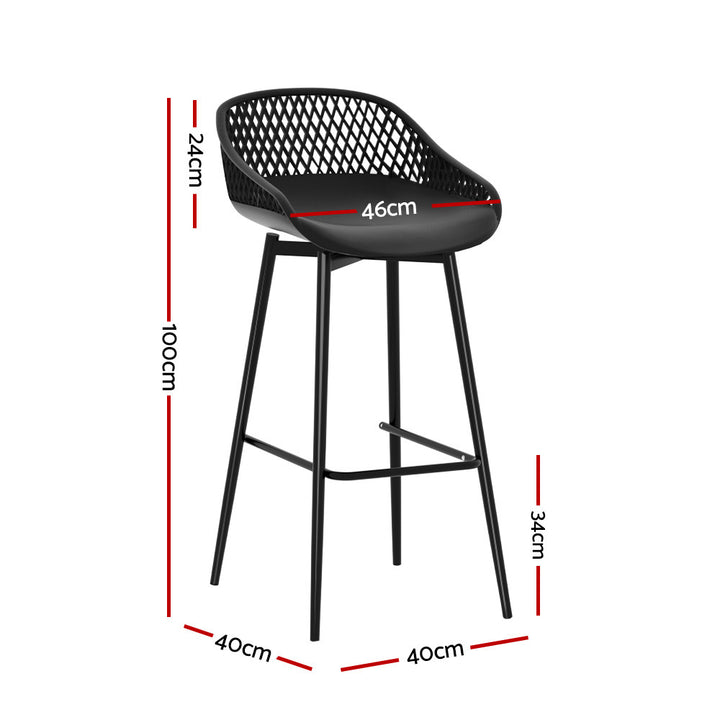 Outdoor Bar Stool - Set of 4 - Black Metal