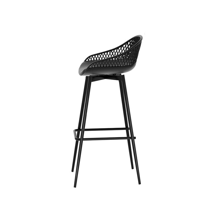 Outdoor Bar Stool - Set of 4 - Black Metal