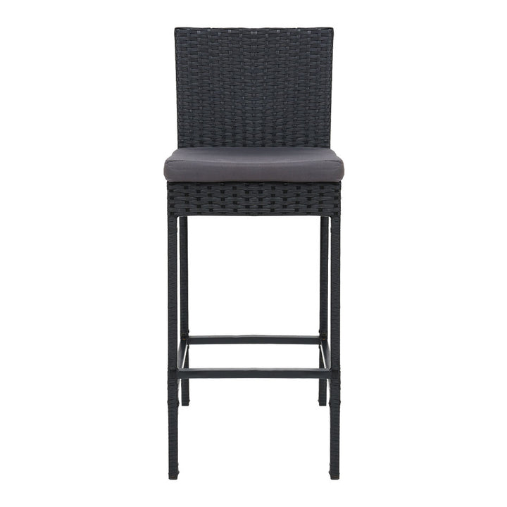 x4 Wicker Bar Stools in Black (with cushions)