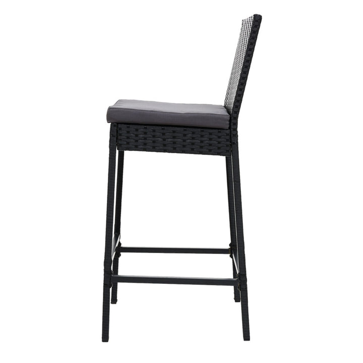 x4 Wicker Bar Stools in Black (with cushions)