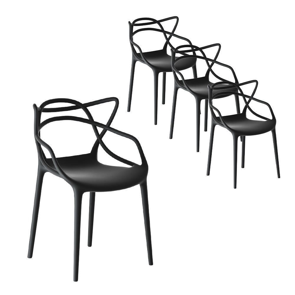 PP Outdoor Dining Chairs X4 Stackable Black The Best Backyard
