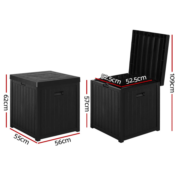 195L Outdoor Storage Box / Table / Bench Seat - Black