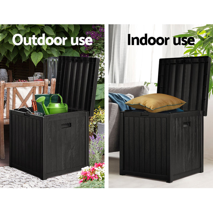 195L Outdoor Storage Box / Table / Bench Seat - Black