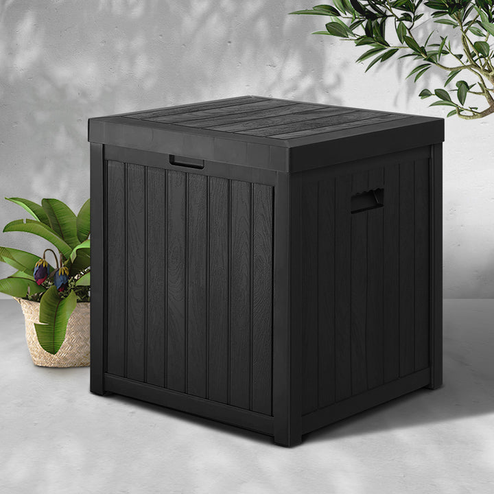 195L Outdoor Storage Box / Table / Bench Seat - Black