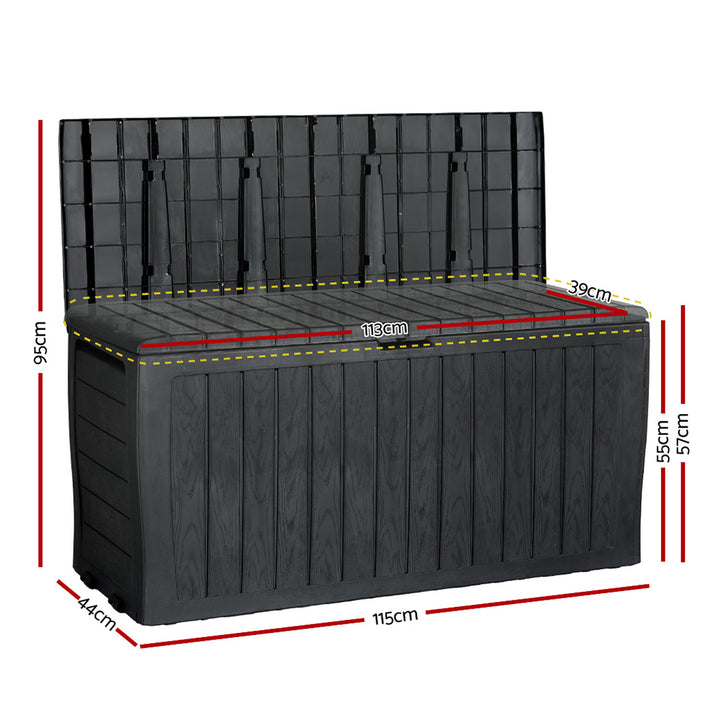 220L Outdoor Storage Box / Bench (Lockable) - Black