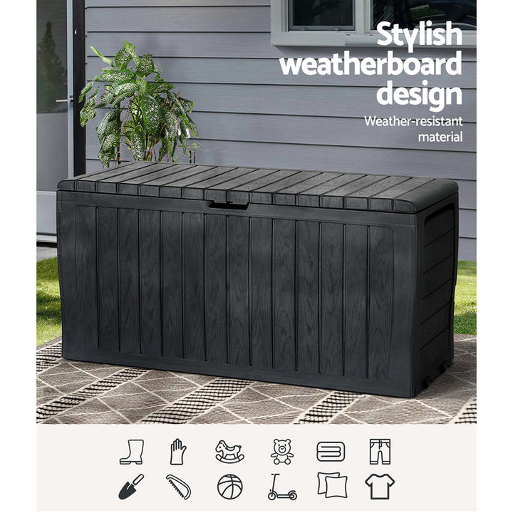 220L Outdoor Storage Box / Bench (Lockable) - Black
