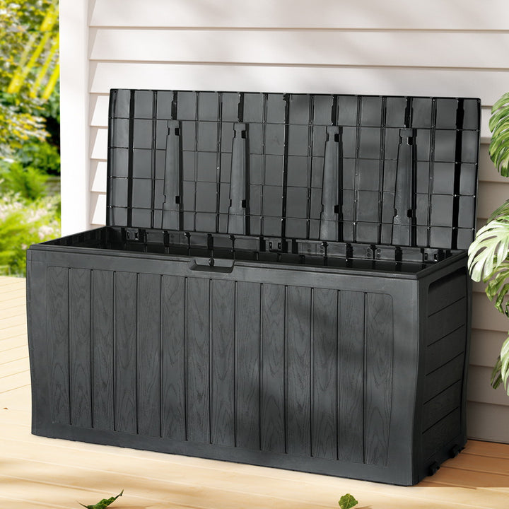 220L Outdoor Storage Box / Bench (Lockable) - Black