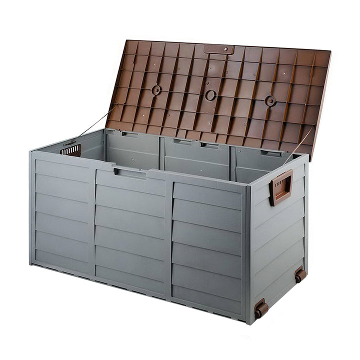 290L Outdoor Storage Box (Lockable) - Grey / Brown