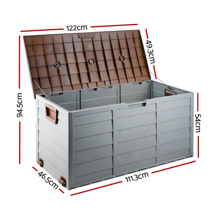 290L Outdoor Storage Box (Lockable) - Grey / Brown