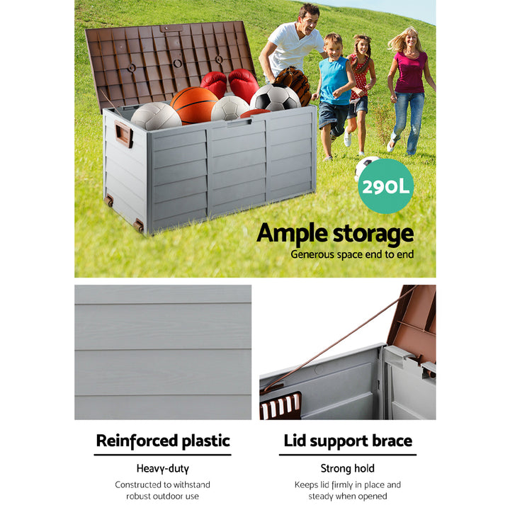 290L Outdoor Storage Box (Lockable) - Grey / Brown
