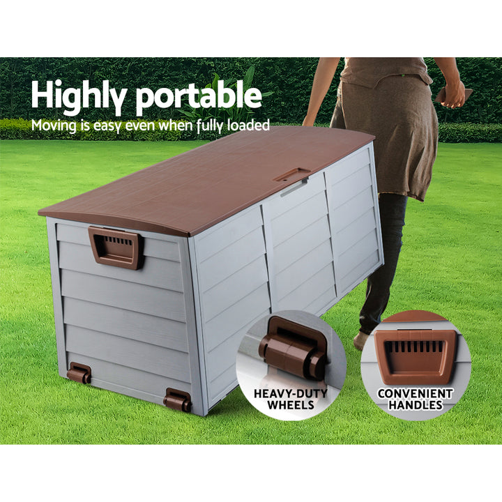 290L Outdoor Storage Box (Lockable) - Grey / Brown